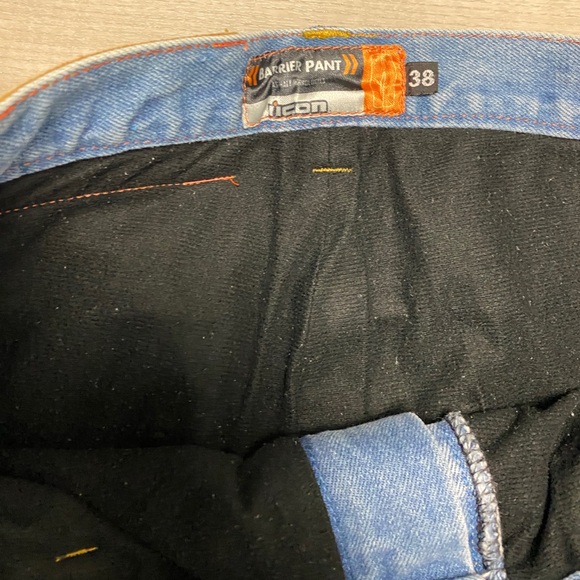 Vtg ICON Barrier Motorcycle Jeans, lined, with ARAMID reinforced knees Sz 38 - Picture 5 of 14